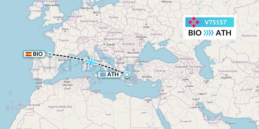 V75157 Volotea Flight Map: Bilbao to Athens
