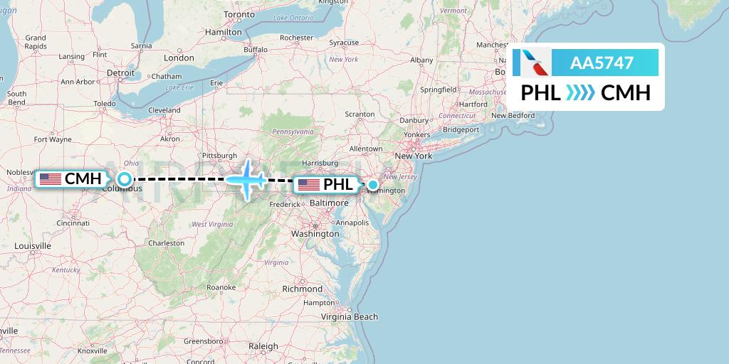 AA5747 Flight Status American Airlines Philadelphia to Columbus (AAL5747)