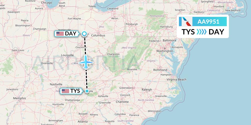AA9951 Flight Status American Airlines Knoxville to Dayton (AAL9951)