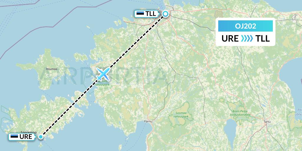 OJ202 NyxAir Flight Map: Kuressaare to Tallinn