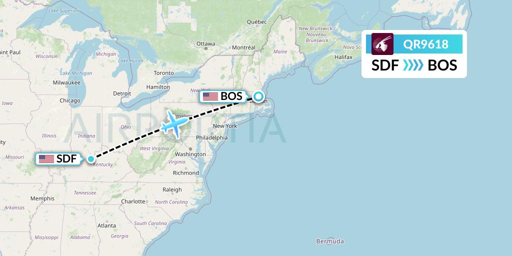 QR9618 Flight Status Qatar Airways Louisville to Boston (QTR9618)