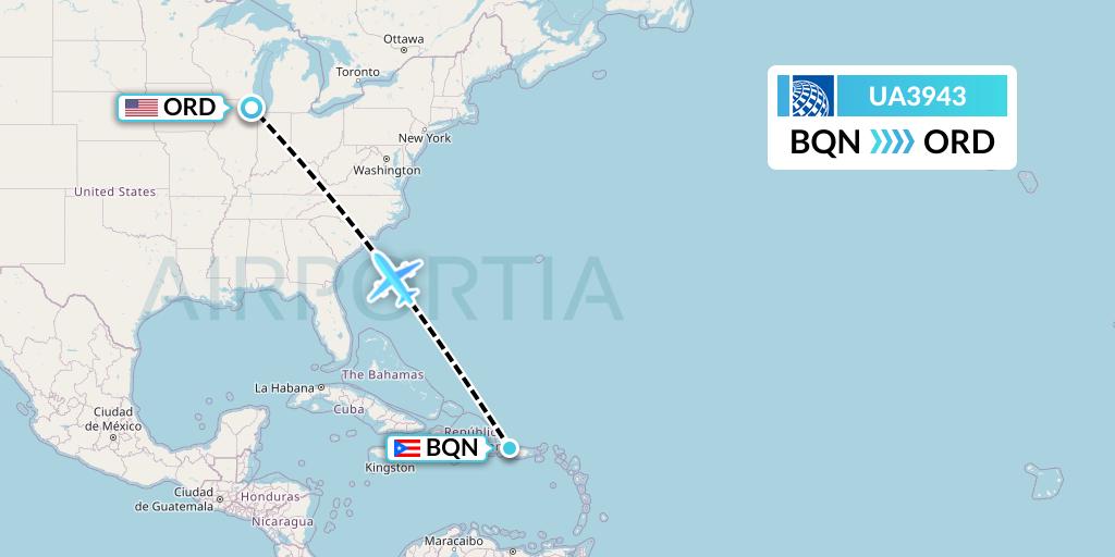 UA3943 Flight Status United Airlines Aguadilla to Chicago (UAL3943)