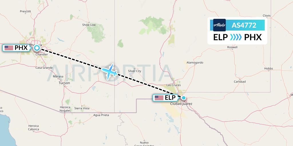 AS4772 Alaska Airlines Flight Map: El Paso to Phoenix