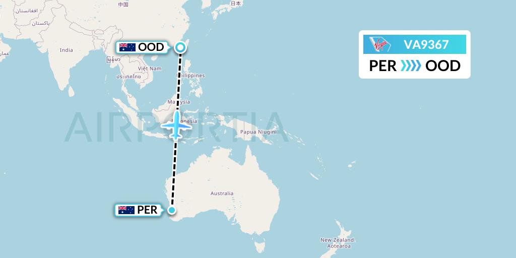 VA9367 Virgin Australia Flight Map: Perth to Newman