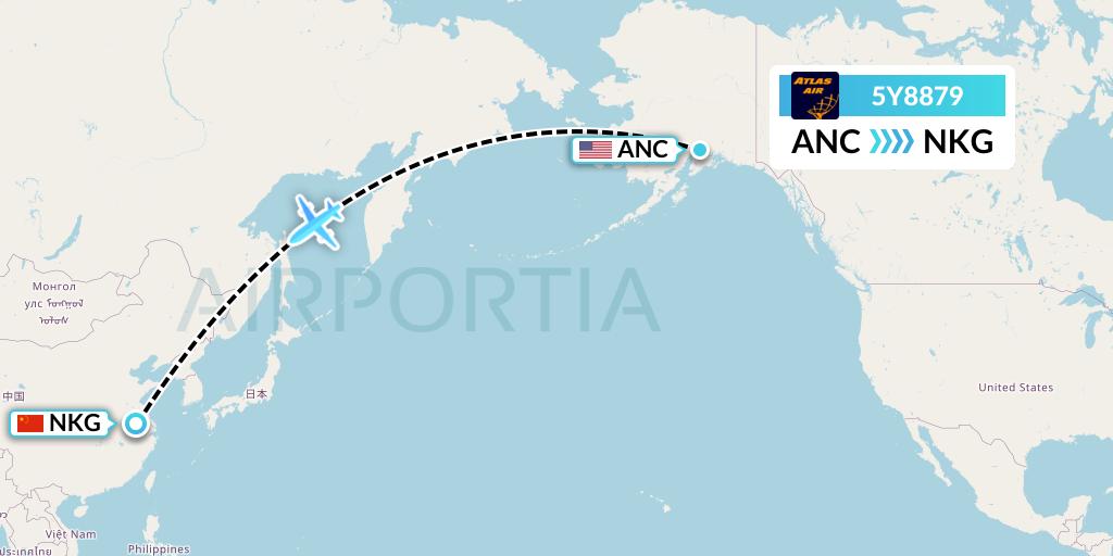 5Y8879 Flight Status Atlas Air Anchorage to Nanjing (GTI8879)