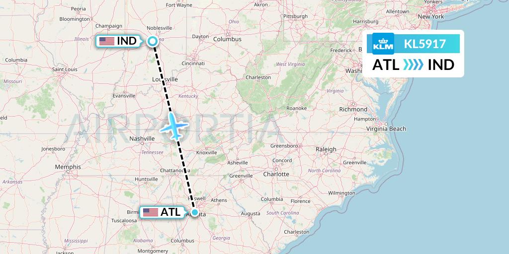 KL5917 Flight Status KLM Atlanta to Indianapolis (KLM5917)