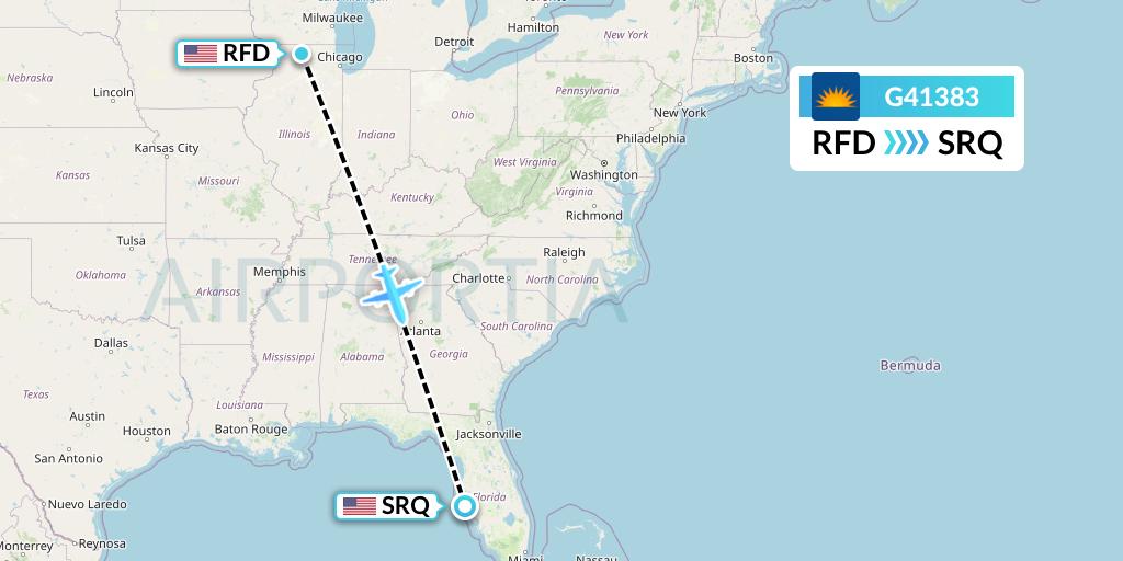 G41383 Allegiant Air Flight Map: Chicago to Sarasota