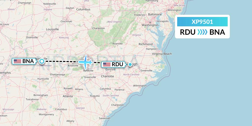 XP9501 Flight Status Avelo Airlines RaleighDurham to Nashville (VXP9501)