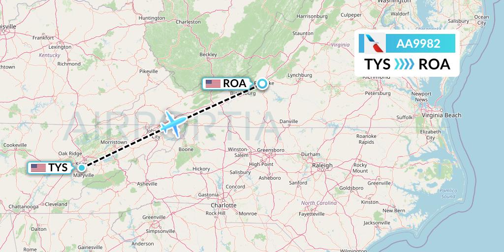 AA9982 Flight Status American Airlines Knoxville to Roanoke (AAL9982)