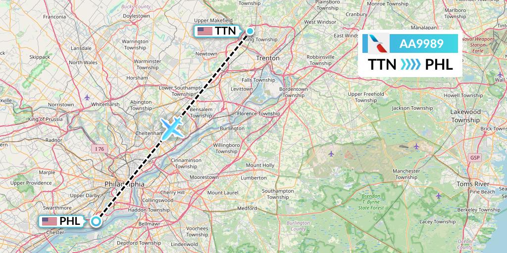 AA9989 Flight Status American Airlines Trenton to Philadelphia (AAL9989)