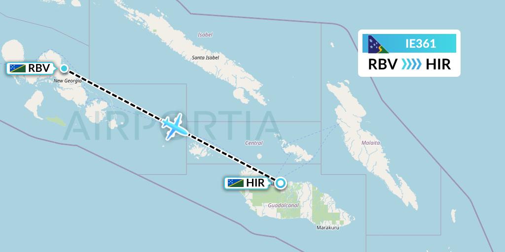 IE361 Solomon Airlines Flight Map: Ramata to Honiara