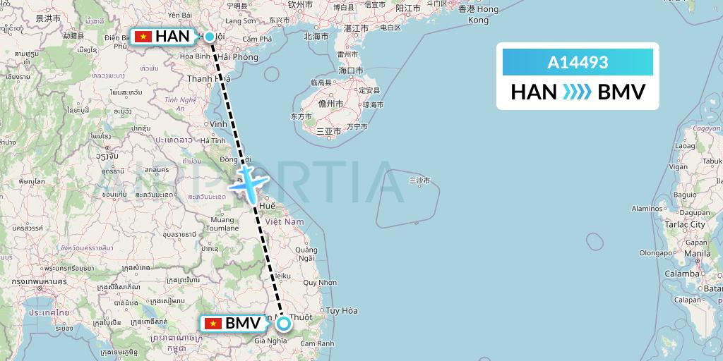 A14493 A.p.g. Distribution Systems Flight Map: Hanoi to Buon Ma Thuot