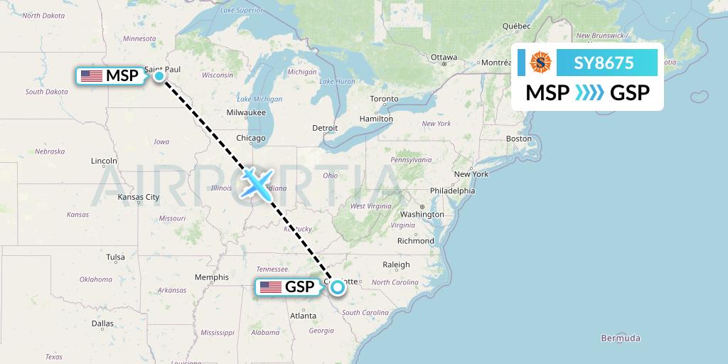 SY8675 Flight Status Sun Country Airlines Minneapolis to GreenvilleSpartanburg (SCX8675)