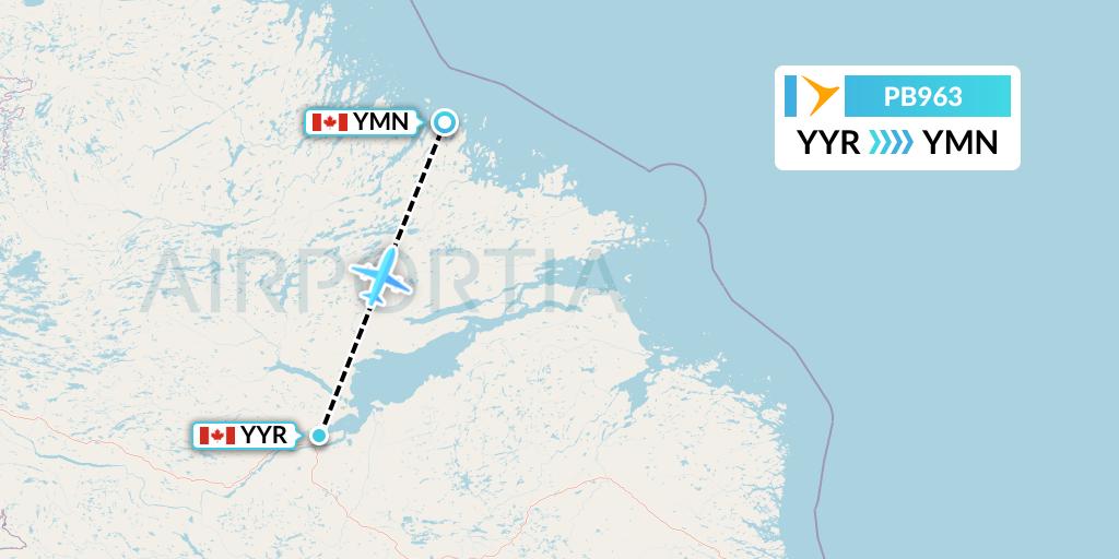 PB963 PAL Airlines Flight Map: Goose Bay to Makkovik
