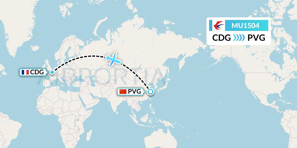 MU1504 China Eastern Airlines Flight Map: Paris to Shanghai