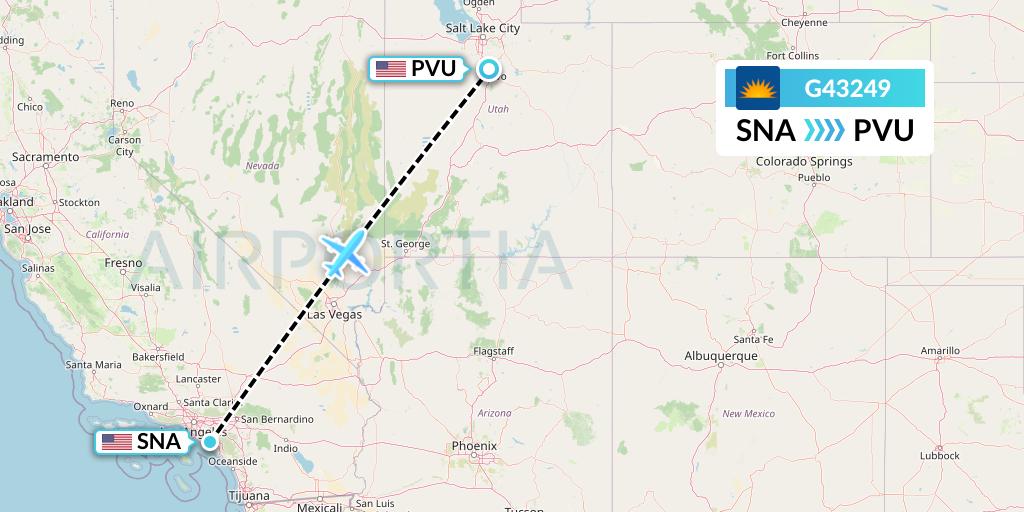 G43249 Allegiant Air Flight Map: Orange County to Provo