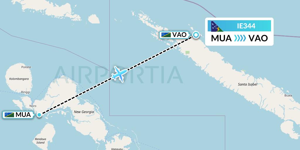 IE344 Flight Status Solomon Airlines Solomon Islands to Suavanao (SOL344)