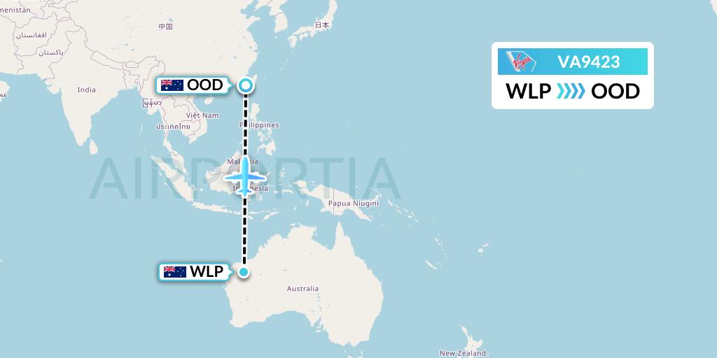 VA9423 Virgin Australia Flight Map: West Angelas to Newman