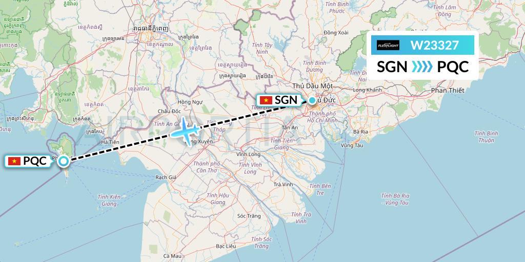 W23327 Flex Flight Flight Map: Ho Chi Minh City to Phu Quoc