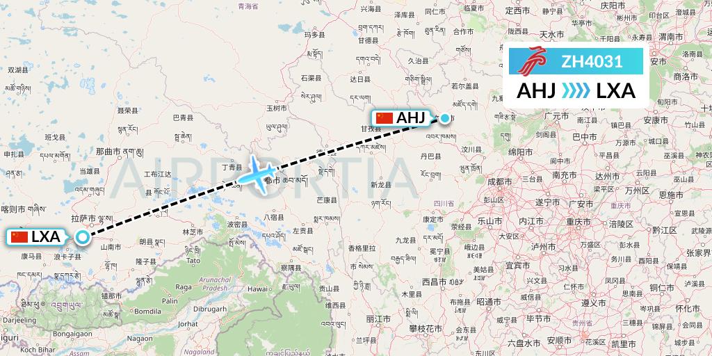 ZH4031 Shenzhen Airlines Flight Map: Chengdu to Lhasa