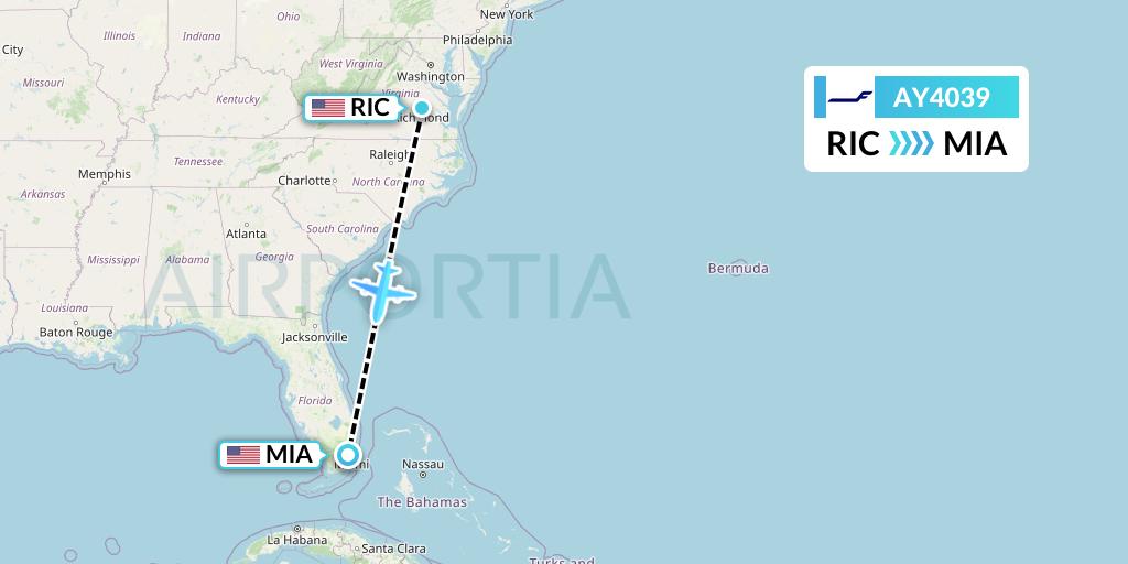 AY4039 Flight Status Finnair Richmond to Miami (FIN4039)