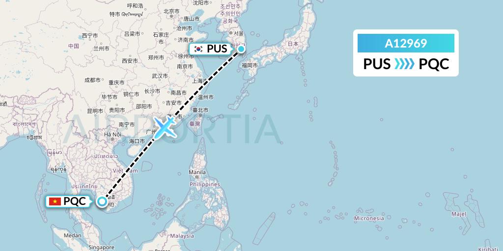 A12969 A.p.g. Distribution Systems Flight Map: Busan to Phu Quoc