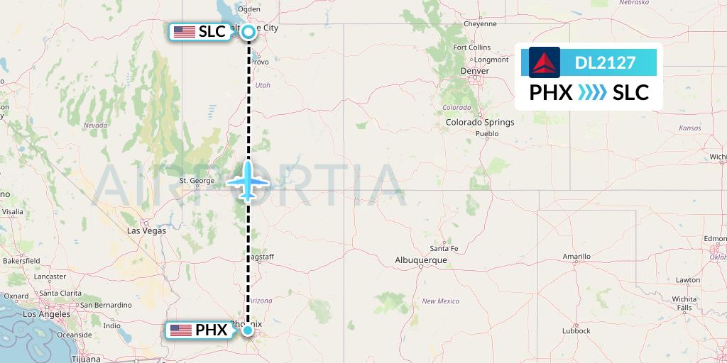 DL2127 Delta Air Lines Flight Map: Phoenix to Salt Lake City