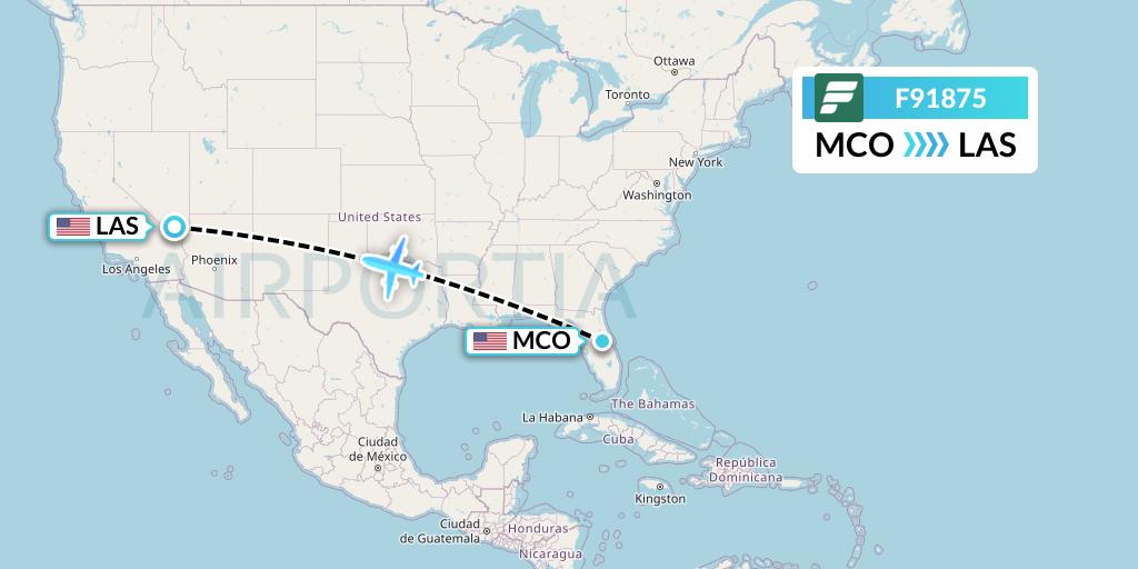 F91875 Frontier Airlines Flight Map: Orlando to Las Vegas
