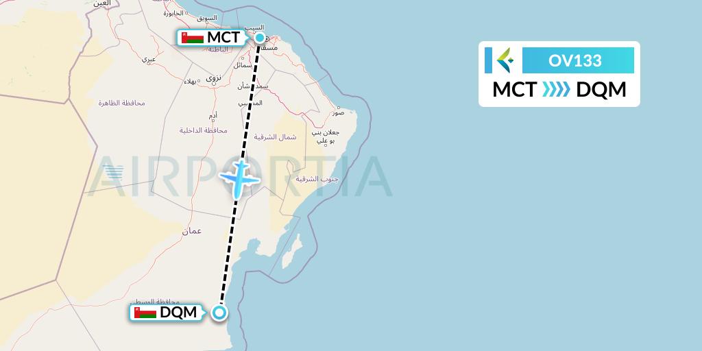OV133 SalamAir Flight Map: Muscat to Salalah