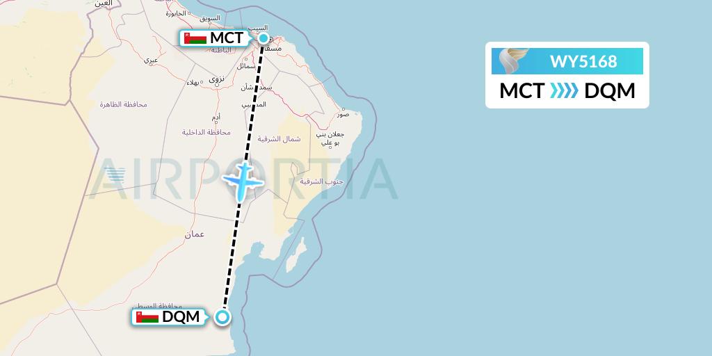 WY5168 Oman Air Flight Map: Muscat to Salalah
