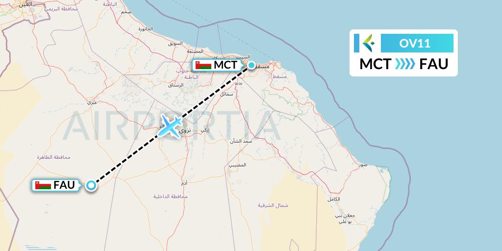 OV11 SalamAir Flight Map: Muscat to Muscat