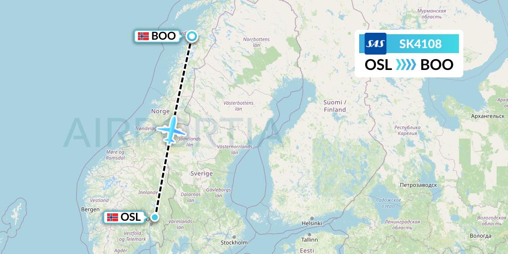 SK4108 SAS Flight Map: Oslo to Bodo