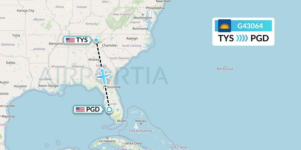 G43064 Allegiant Air Flight Map: Knoxville to Punta Gorda