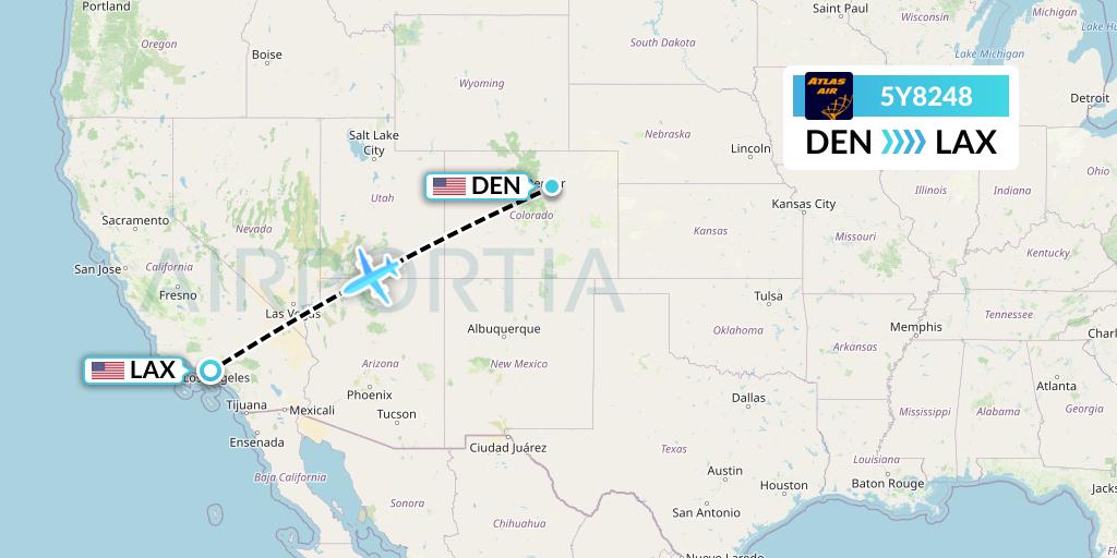 5Y8248 Atlas Air Flight Map: Denver to Los Angeles