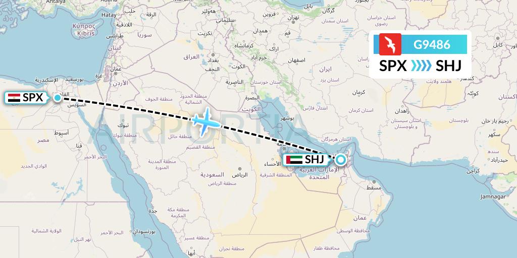 G9486 Air Arabia Flight Map: Cairo to Sharjah
