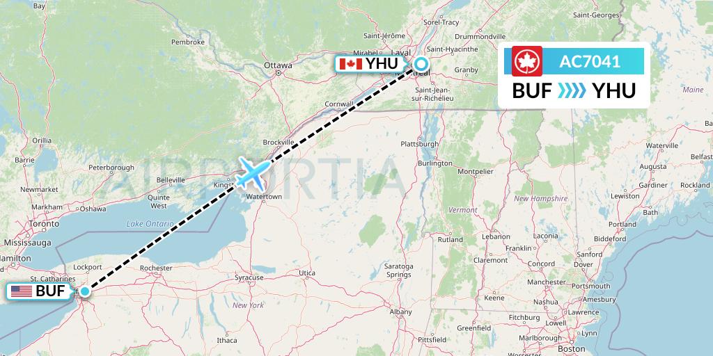 AC7041 Air Canada Flight Map: Buffalo to Montreal
