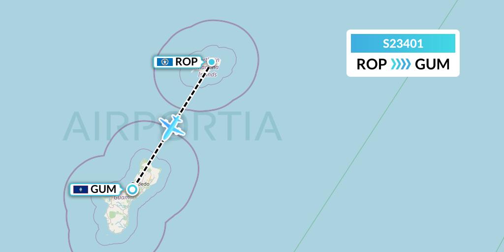 S23401 Star Marianas Air Flight Map: Rota to Guam
