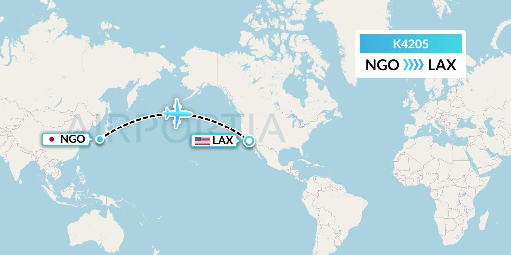 K4205 Kalitta Air Flight Map: Nagoya to Los Angeles