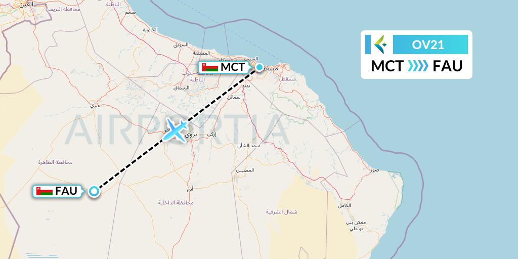 OV21 SalamAir Flight Map: Muscat to Muscat