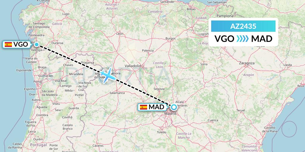 AZ2435 ITA Airways Flight Map: Vigo to Madrid
