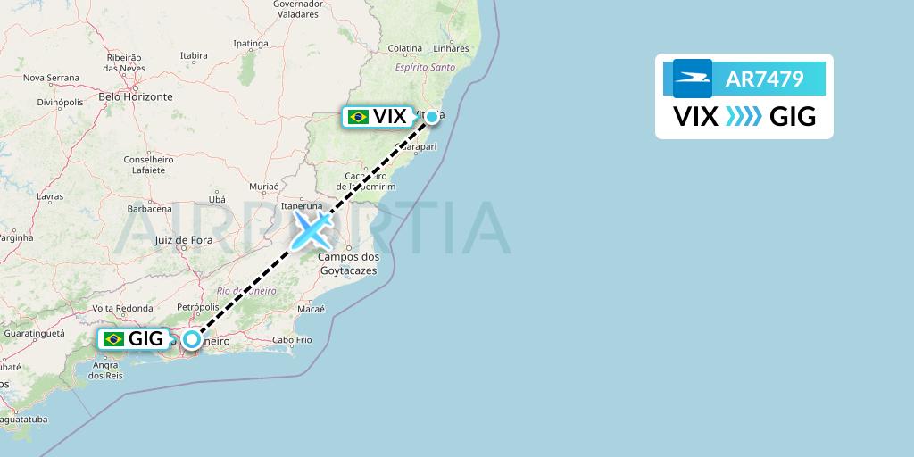 AR7479 Aerolineas Argentinas Flight Map: Vitoria to Rio de Janeiro