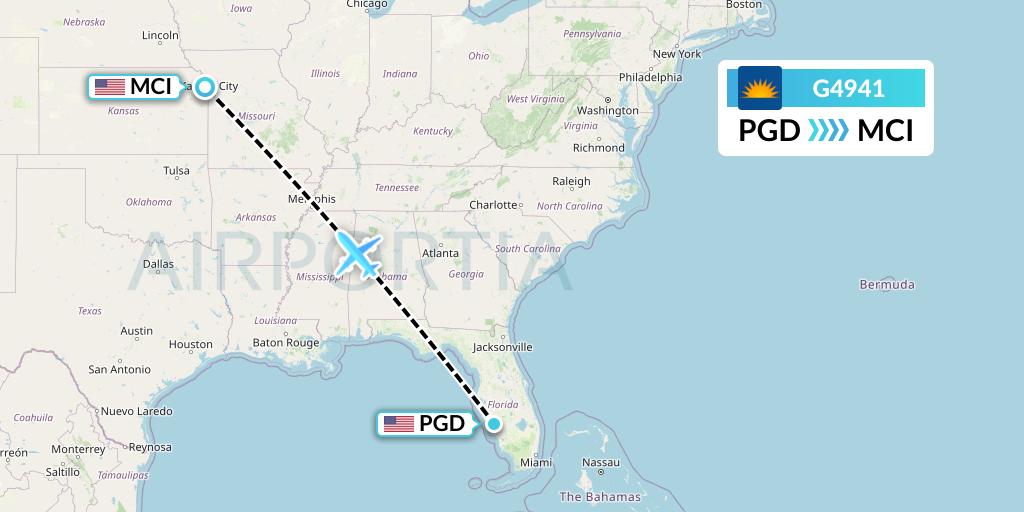 G4941 Allegiant Air Flight Map: Punta Gorda to Kansas City