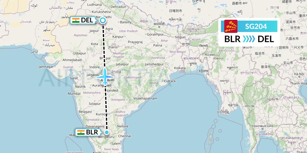 SG204 Flight Status SpiceJet Bangalore to Delhi (SEJ204)
