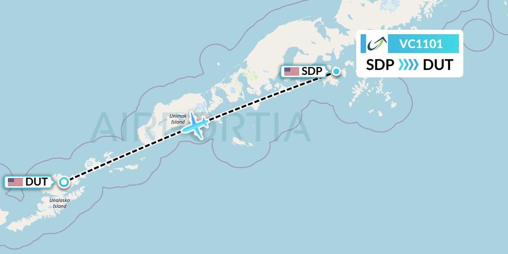 VC1101 ViaAir Flight Map: Sand Point to Unalaska