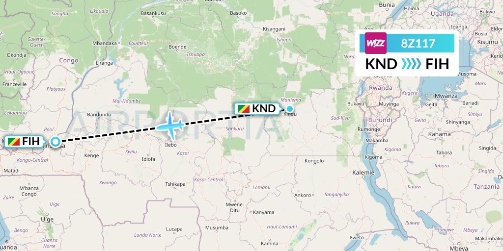 8Z117 Flight Status Congo Airways Kindu to Kinshasa