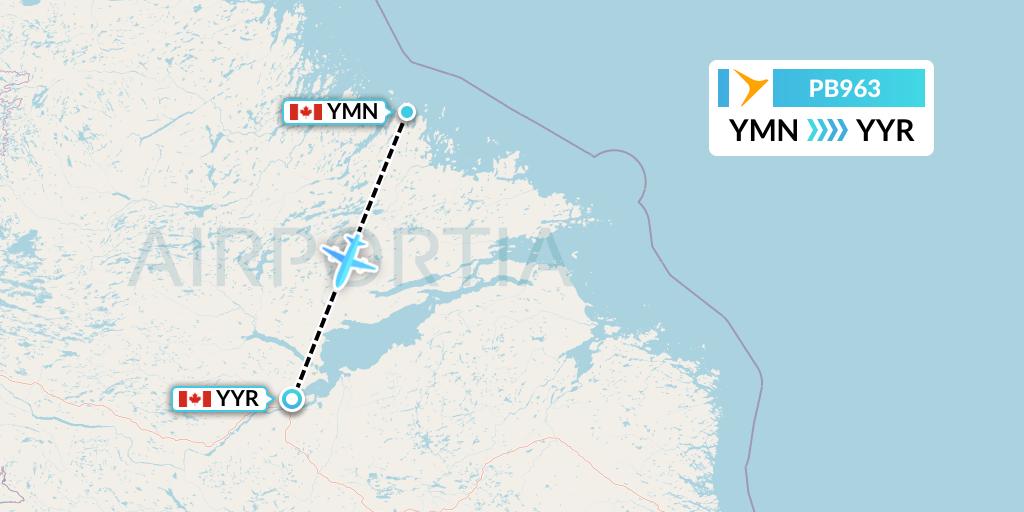 PB963 PAL Airlines Flight Map: Makkovik to Goose Bay