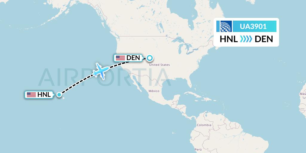 UA3901 United Airlines Flight Map: Honolulu to Denver