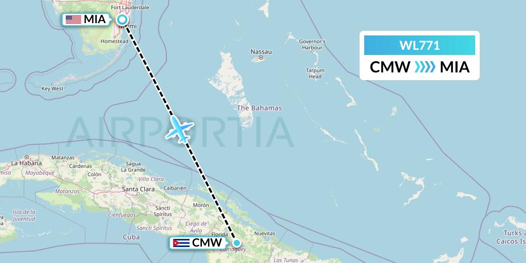WL771 World Atlantic Airlines Flight Map: Camaguey to Miami