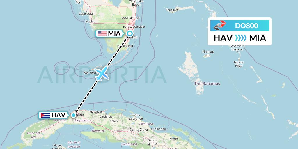DO800 Sky High Aviation Flight Map: Havana to Miami