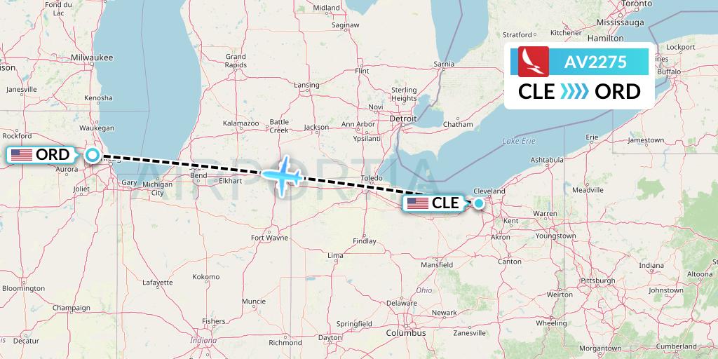 AV2275 Avianca Flight Map: Cleveland to Chicago